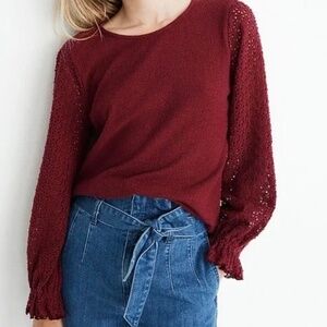 Madewell Burgundy Long Balloon Sleeve Shirt